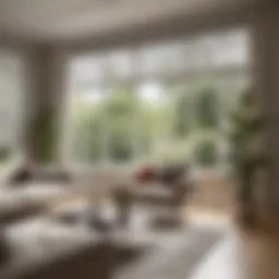 Elegant living room showcasing 72-inch blinds