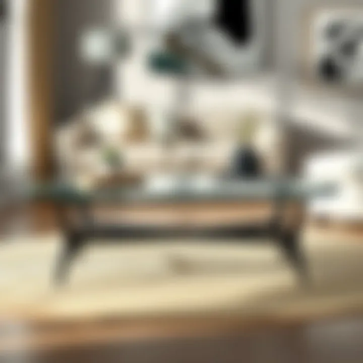 Stylish glass-top coffee table showcasing functionality