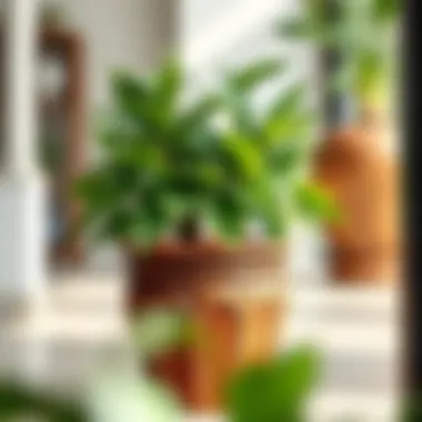 Elegant brown flower pot showcasing a lush green plant