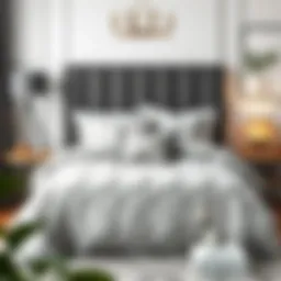 Elegant grey patterned duvet cover in a modern bedroom setting