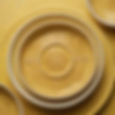 Close-up of intricate patterns on vintage yellow porcelain