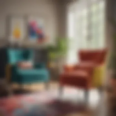Vibrant Accents in Home Decor Colorful accent chairs arranged in a bright, cheerful environment
