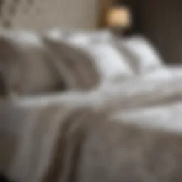 Elegant McQueen bedsheet displayed on a well-made bed showcasing intricate patterns