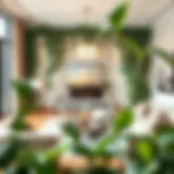 Elegant arrangement of imitation ivy vines in a modern living space