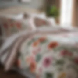 Elegant floral patterned duvet cover displayed on a neatly made bed