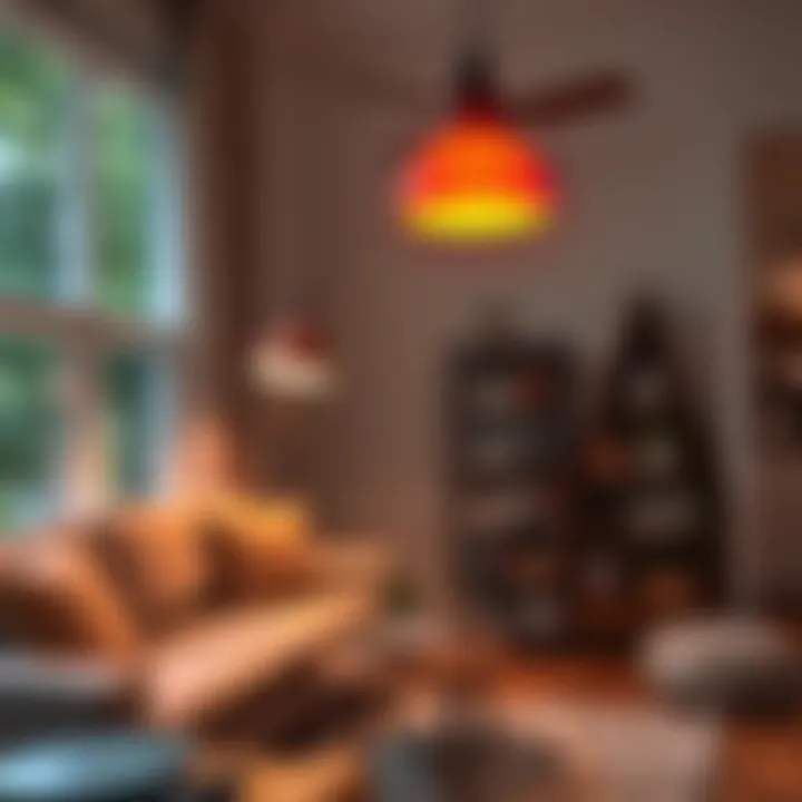 Energy-efficient LED color changing lightbulb in an eco-friendly home