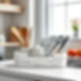 Elegant marble kitchen caddy showcasing organized utensils