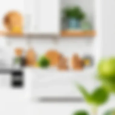 Marble kitchen caddy in a well-organized kitchen setup