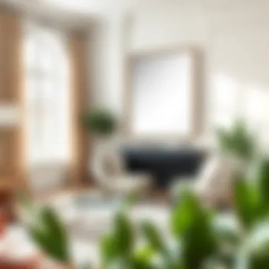 Rectangular free standing mirror enhancing a contemporary living space