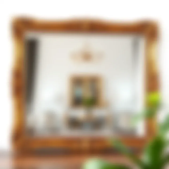 Elegant rectangular free standing mirror with ornate frame