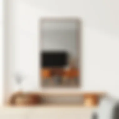 Minimalist rectangular free standing mirror in modern decor