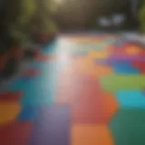 Colorful rubber flooring enhancing outdoor aesthetics
