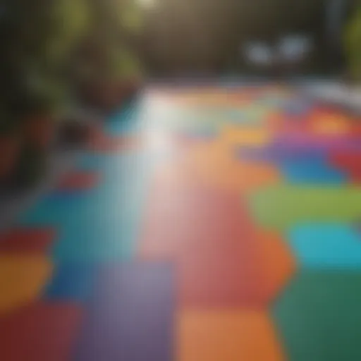 Colorful rubber flooring enhancing outdoor aesthetics