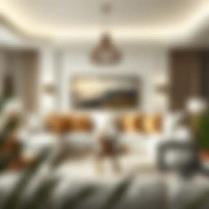 Elegant super large pillow arrangement in a modern living room