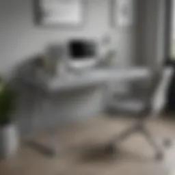 Modern grey desk in a stylish office setting