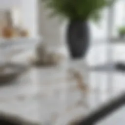 A stunning array of marble table top slabs showcasing unique veining patterns.