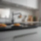 Stylish black counter tray enhancing a minimalist kitchen