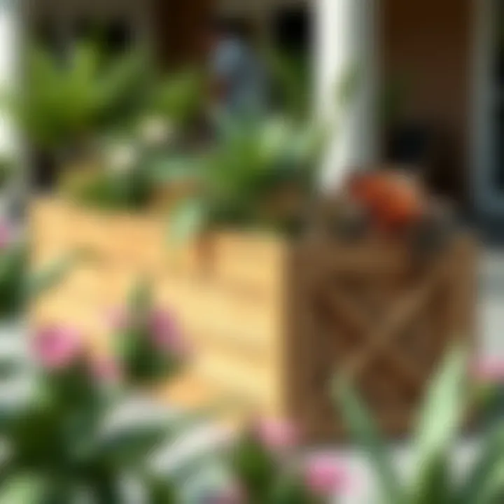 Elegant design of an outdoor planter box made from reclaimed wood