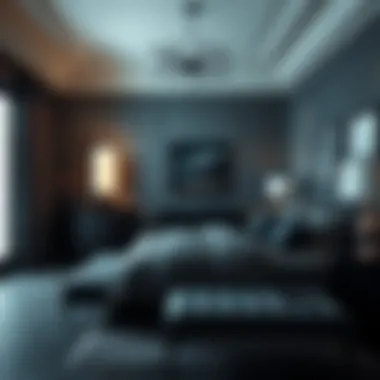 Elegant dark bedroom with rich textures