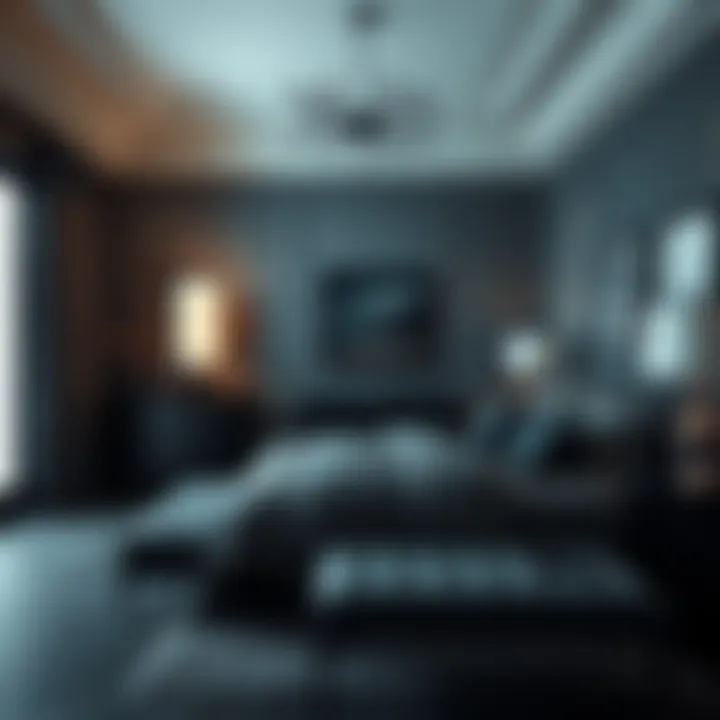 Elegant dark bedroom with rich textures