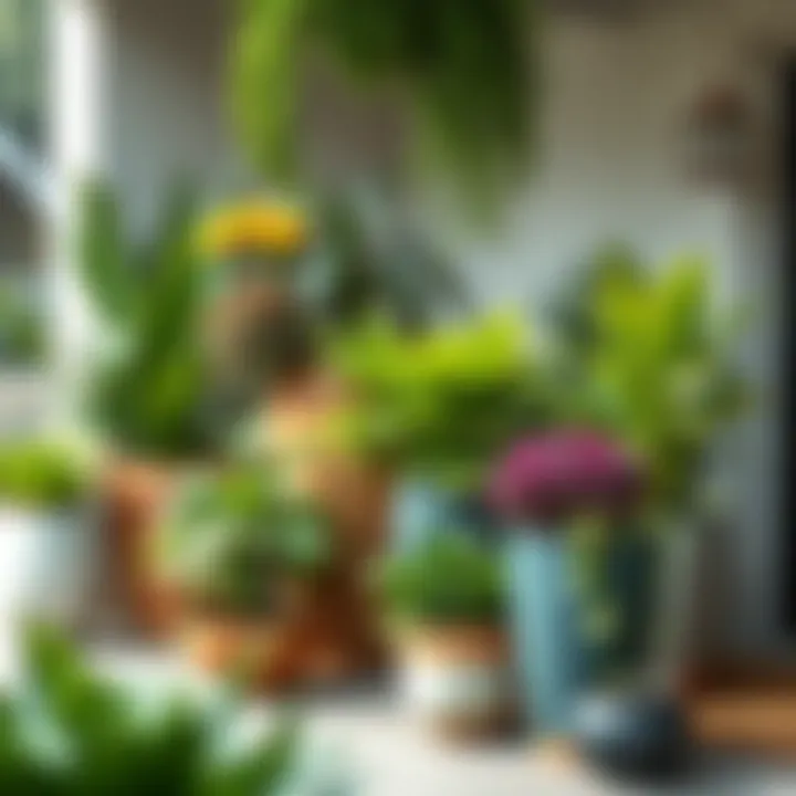 Diverse Selection of Plants in Large Pots Diverse selection of plants thriving in large outdoor pots