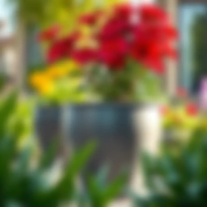 Stylish Modern Design Large Flower Pot Stylish modern design large flower pot in a vibrant garden setting