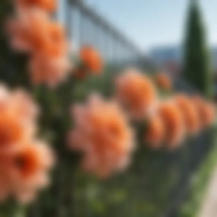 Close-up of artificial flower fence showcasing intricate details