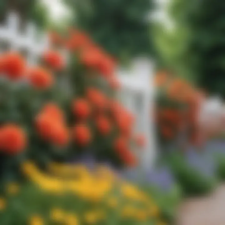 Vibrant artificial flower fence enhancing a garden space