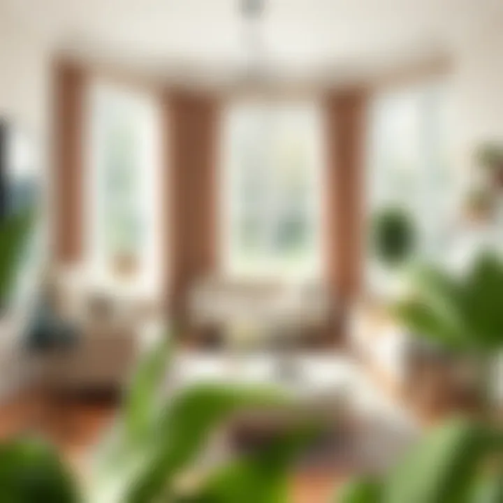 Cozy living room featuring white oak curtain rods