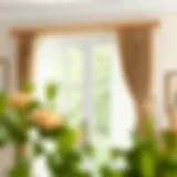 Elegant white oak curtain rod with drapery