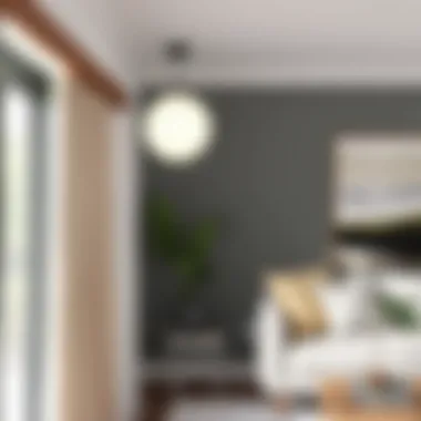 Installation of white oak curtain rods in a modern interior