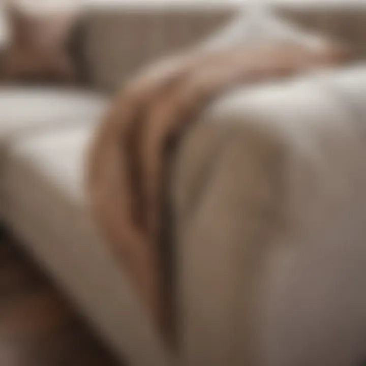 Close-up of luxurious fabric on a sectional couch