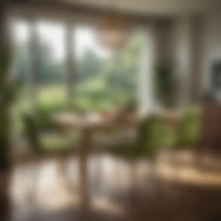 Stylish dining setup featuring grass chairs