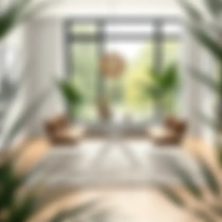Stylish Six-Seat Dining Area with Glass Table and Minimalist Benches Stylish six-seat dining area with a glass table and minimalist benches