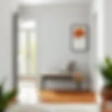 Stylish small doorway bench in a modern hallway