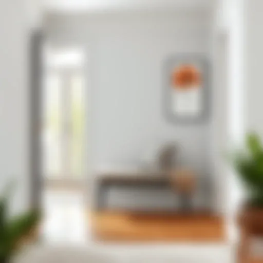 Stylish small doorway bench in a modern hallway