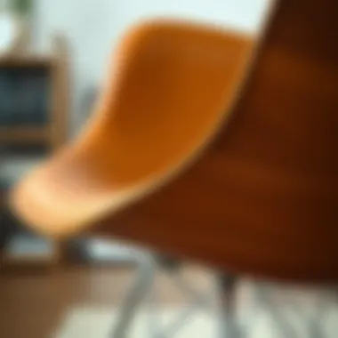 Close-up view of the Eames chair detailing and craftsmanship