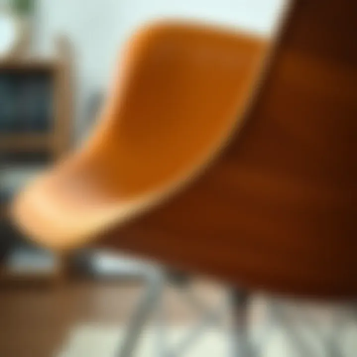 Close-up view of the Eames chair detailing and craftsmanship