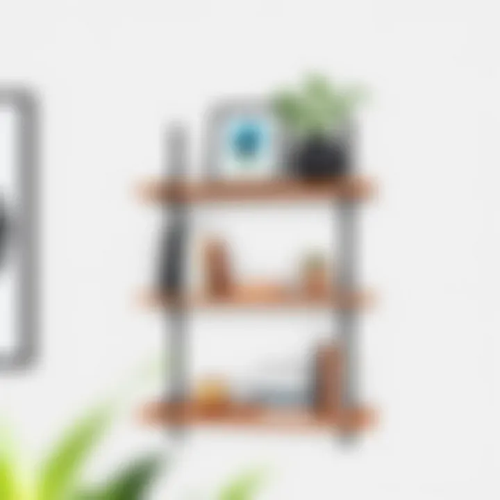 Stylish Arrangement on Three Shelf Wall Mount Stylish arrangement of books and decor on a three shelf wall mount
