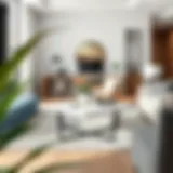 Elegant triangular lift top coffee table in a modern living room setting.