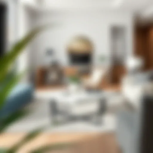 Elegant triangular lift top coffee table in a modern living room setting.