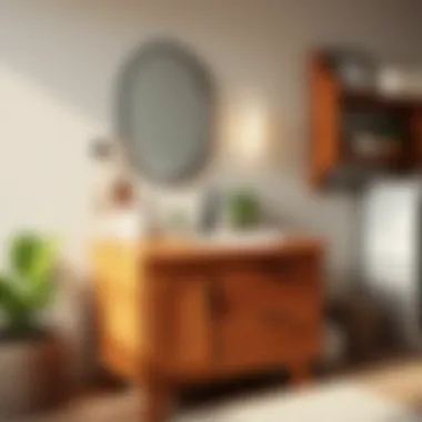 A rustic wood vanity top enhancing bathroom aesthetics