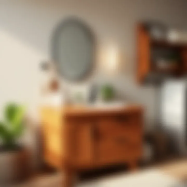 A rustic wood vanity top enhancing bathroom aesthetics