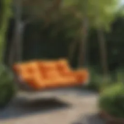 Lush Velcro swing cushions in a modern garden setting