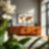 Elegantly designed 55 inch sideboard in a modern living room