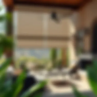 Creating a Comfortable Patio Atmosphere with Rollup Shades Stylish patio featuring outdoor rollup shades