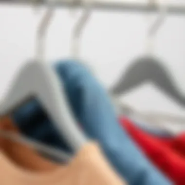 Maintaining Garment Shape with Metal Hangers Close-up of metal coat hangers demonstrating their role in garment shape maintenance.