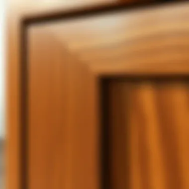 Close-up of premium wood grain and finish on a file cabinet