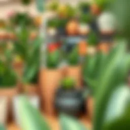 A variety of elegant plant pots displayed in a local store