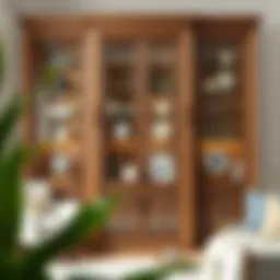 Elegant bookcase with glass doors showcasing decorative items